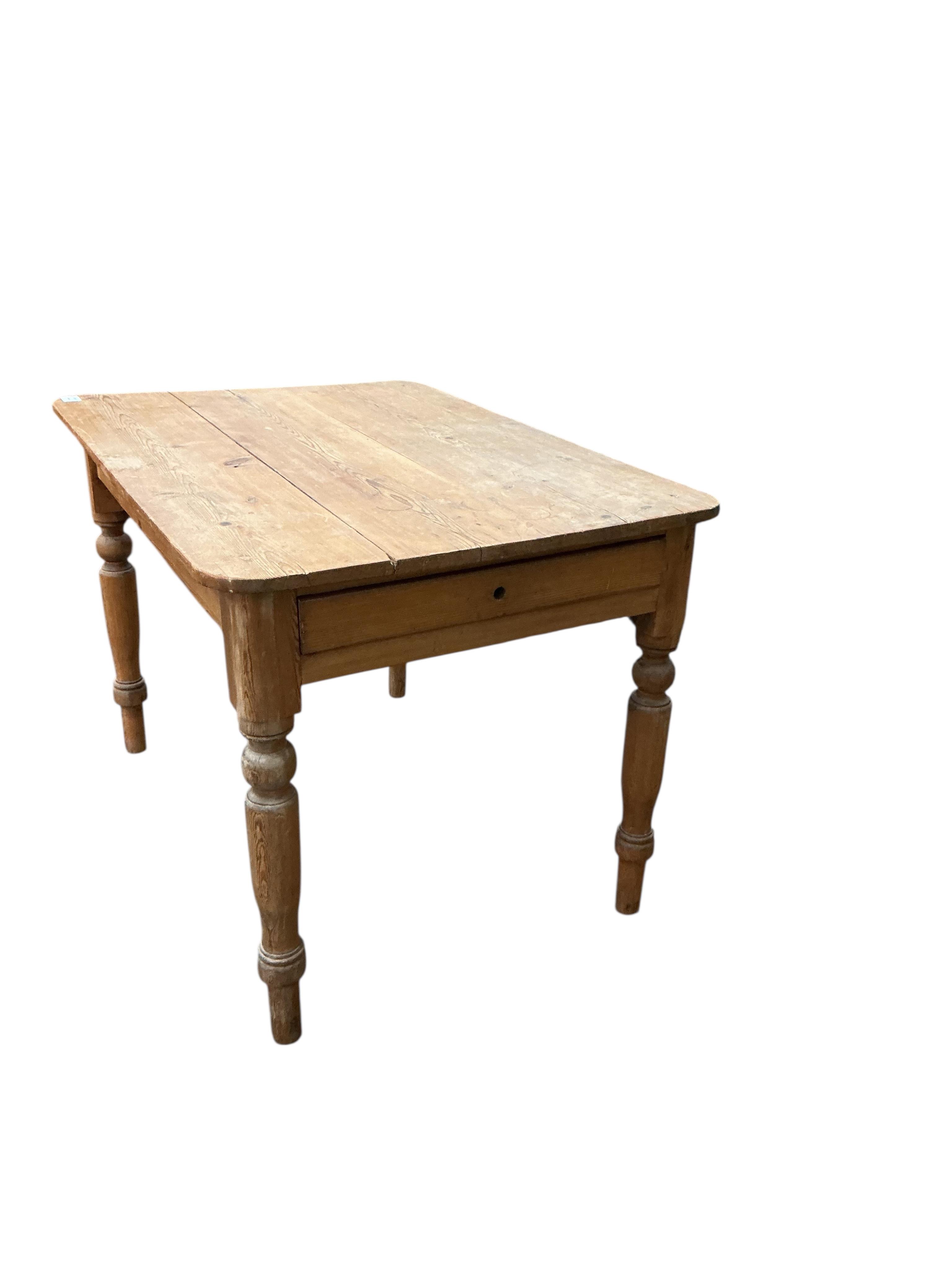 A Victorian rectangular pine kitchen table, width 105cm, depth 76cm, height 73cm